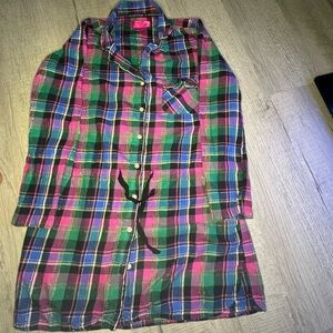 Victorias Secret Pajama Night Shirt Gown Dress Sleep Top Plaid Waistband